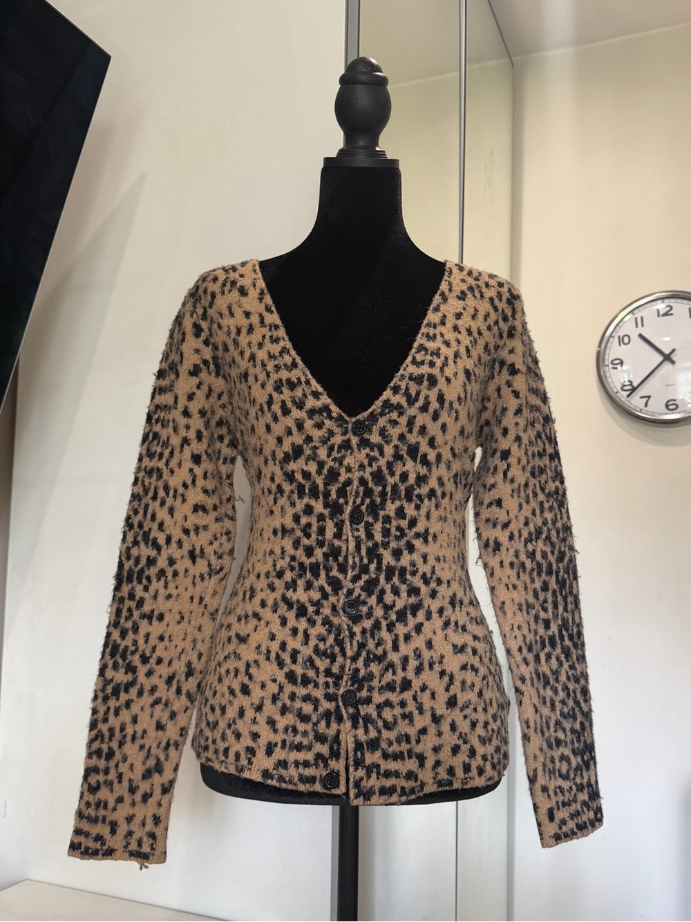 Jaded London Leopard Print Fuzzy Knit Cardigan